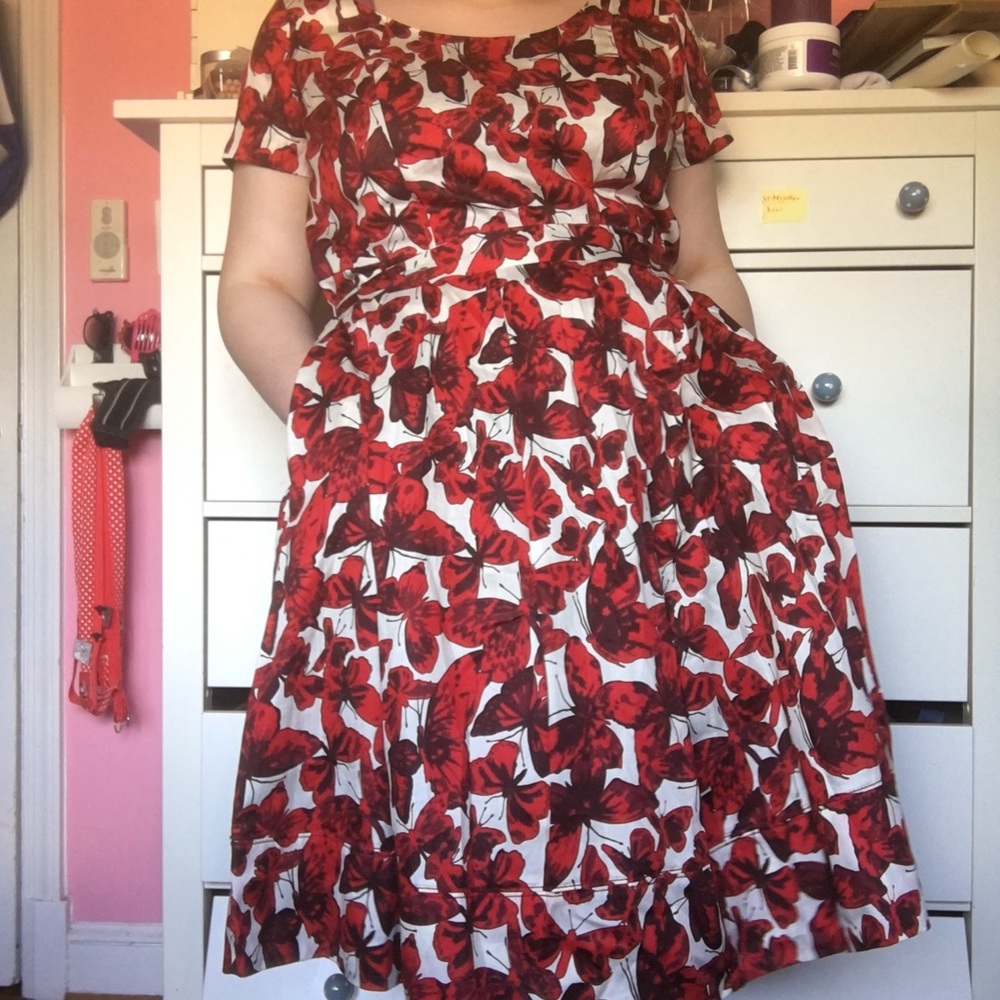 Red and White Butterfly Dress from Lands’ End